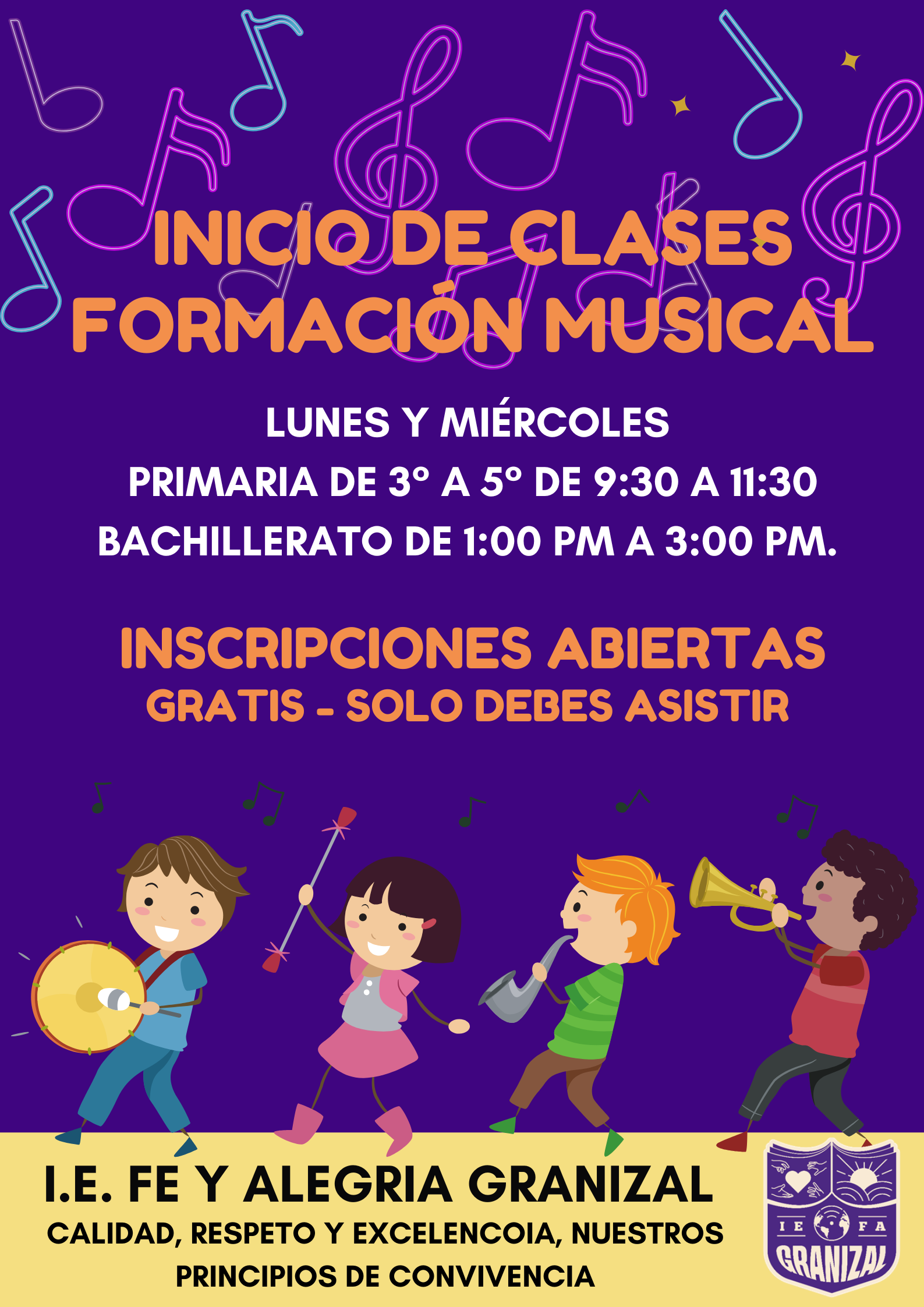 inicio de clases formación musical